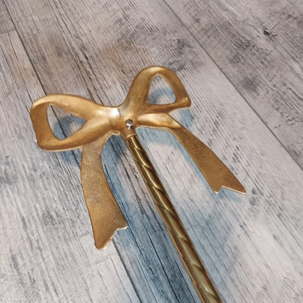Vintage Brass Bow Wall Mounted Mug Jewelry Rack Gold Metal 43